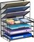 4-Tier Desk Organizer + 3 Pockets File Holder, File Organizer Paper Tray, Mesh Desk Organizers and Accessories, Desktop Organizer for Home Office (Black)